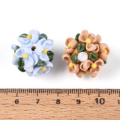 樹脂入り手作りポリマー粘土ラインストーンビーズ  花の丸  DIYジュエリーやペンの装飾に  ミックスカラー  21~23x23~24x23~24mm  穴：2mm&nbsp;RESI-T060-26M
