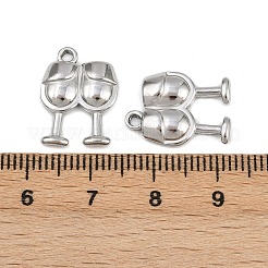 304ステンレスペンダント  ワイングラスチャーム  ステンレス鋼色  17x12.5x2.5mm  穴：1.6mm&nbsp;STAS-L303-18P