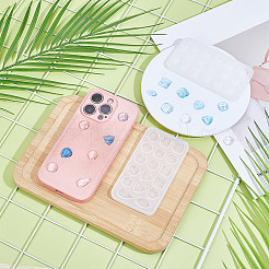 スクエア/馬の目/ティアドロップ型 DIY ファセット宝石カボションシリコン型 3個  レジン型  UVレジン用  エポキシ樹脂工芸品作り  ホワイトスモーク  61x111x5mm  内径：12~19.5x12~14mm&nbsp;DIY-HY0002-70