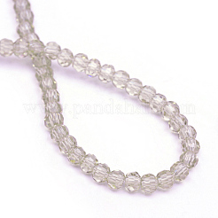 クリアガラスビーズ連売り  ファセット（32ファセット）ラウンド  淡い茶色  6mm  穴：1mm  約94~97個/連  53~54cm&nbsp;GLAA-R166-6mm-01F
