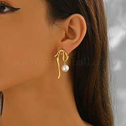Stainless Steel Bowknot Dangle Stud Earrings&nbsp;YX2216