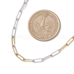 2Pcs 2 Styles 3MM Two Tone 304 Stainless Steel Paperclip Chain Necklaces for Women Men&nbsp;NJEW-JN05615
