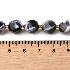 ファイヤーアゲートクラックルビーズ連売り  染め＆加熱  多面カット  ツイスト  シードビーズで  パープル  10x9x9mm  穴：1.2~1.4mm  約33個/連  15.04''（38.2センチメートル）&nbsp;G-U023-A17-01