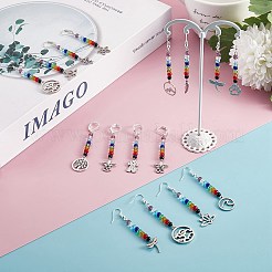 DIYイヤリング作成キット  花と山の304と201のステンレス鋼と合金のペンダントを含む  ガラスビーズ  真鍮製のピアスパーツ  ステンレス鋼色  384個/箱&nbsp;DIY-SZ0008-73
