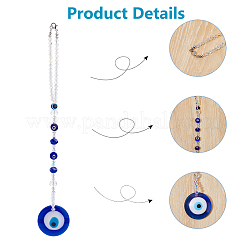 Flat Round with Evil Eye Resin Hanging Decoration&nbsp;HJEW-FH00038
