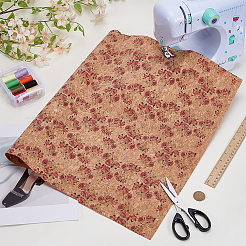 バラ柄コルク生地  革靴、荷物アクセサリー  ペルー  1370~1400x495~500x0.4mm&nbsp;DIY-WH0504-850
