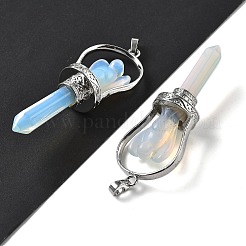 オパライトは大きなペンダントを指摘した  真鍮製の金具が付いたファセット加工の弾丸と天使のチャーム  ラックめっき  プラチナ  71~77x27~28x19~20mm  穴：6.5x4.5mm&nbsp;KK-H491-01P-10