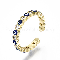 Brass Micro Pave Clear Cubic Zirconia Cuff Rings&nbsp;RJEW-T016-07G-NF