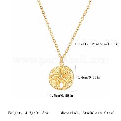 Summer Ocean 304 tainless Steel Starfish Coin Pendant Necklaces for Women&nbsp;HZ2181-1