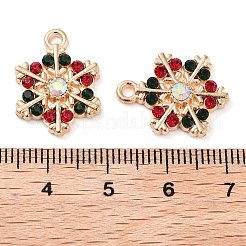 合金ラインストーンペンダント  カドミウムフリー＆鉛フリー  ライトゴールド  スノーフレーク  19x15x3mm  穴：1.6mm&nbsp;PALLOY-S192-02KCG