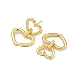 Rack Plating Hollow Heart Brass Stud Earrings&nbsp;EJEW-C116-05G