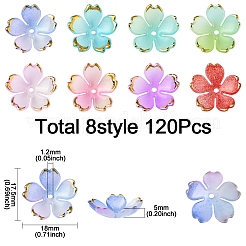 120 個 8 色のアクリルビーズキャップ  5  - 花びらの花  ミックスカラー  17.5x18x5mm  穴：1.2mm  15個/カラー&nbsp;OACR-FS0001-83