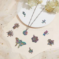 20個10スタイルアロイペンダント  ミツバチとセミとクモ  虹色  16~32x9.5~47x1.5~5mm  穴：1.2~2.5mm  2個/スタイル&nbsp;FIND-CA0005-82