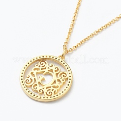 Brass Micro Pave Clear Cubic Zirconia Pendant Necklaces&nbsp;NJEW-J059-01G