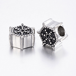 304ステンレススチールヨーロピアンビーズ  大穴ビーズ  舵  ミックスカラー  14x8mm  穴：5mm&nbsp;STAS-E131-13