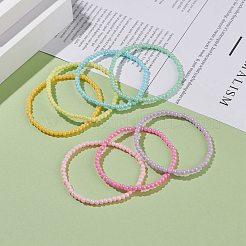 7 個 7 色キャンディー色アクリル ラウンド ビーズ ストレッチ ブレスレット セット女性  ミックスカラー  内径：2-1/4インチ（5.6cm）  1pc /カラー&nbsp;BJEW-JB08061
