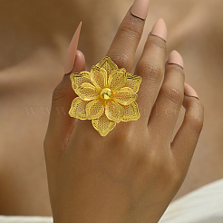 Iron Hollow Flower Cuff Rings&nbsp;NM9371