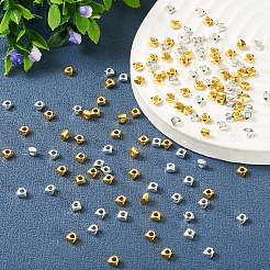 220色合金スペーサービーズ2個  多面カット  正方形  ミックスカラー  3x3x2mm  穴：1.4mm  110個/カラー&nbsp;FIND-TA0010-49