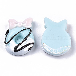 樹脂カボション  模造食品  ちょう結びのドーナツ  ライトスカイブルー  18~19x14~15x6mm&nbsp;CRES-N022-116D