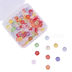 100個10色透明ガラスビーズ  カボチャ  ミックスカラー  10x10x7mm  穴：1.2mm  10個/カラー&nbsp;GLAA-CJ0001-46