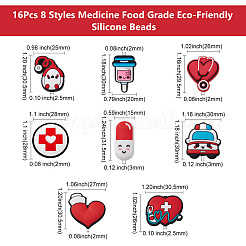 16Pcs 8 Styles Medicine Food Grade Eco-Friendly Silicone Beads&nbsp;SIL-CJ0001-23