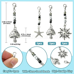 Mushroom/Sun/Starfish Alloy & Glass Pendant Decorations&nbsp;HJEW-YW00006
