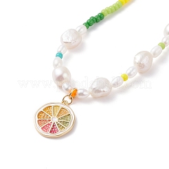 Lemon Slice Enamel Pendant Necklace for Girl Women&nbsp;X1-NJEW-TA00013