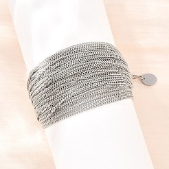 304 Stainless Steel Cuban Chain Multi-strand Bracelets for Women&nbsp;BJEW-D460-01P