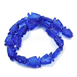 透明なガラスエナメルビーズ  魚  ブルー  21.5x18x7mm  穴：1.5mm&nbsp;LAMP-U004-06N