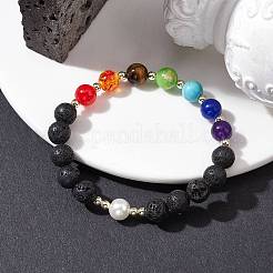 Chakra Theme Natural & Synthetic Mixed Gemstone Stretch Bracelet&nbsp;BJEW-JB10161