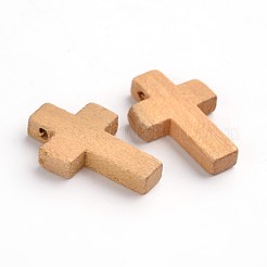 ウッドペンダント  クロスペンダント  無鉛の  キャメル  22x14x4mm  穴：1.8~2mm&nbsp;X-WOOD-S029-LF