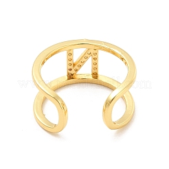 Clear Cubic Zirconia Initial Letter Open Cuff Ring&nbsp;RJEW-A012-01G-N