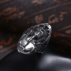メンズステンレススチールフィンガー指輪  ワイドバンドリング  アンティークシルバー  usサイズ12（21.4mm）&nbsp;RJEW-BB29850-12