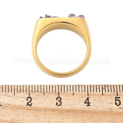長方形の天然アメジストチップの指輪  304ステンレスリング  18KGP本金メッキ  6mm  内径：17.2mm&nbsp;RJEW-D303-02G-05