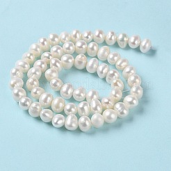 天然養殖淡水パールビーズ連売り  ポテト  グレード4 A  パパイヤホイップ  5~8x6~7mm  穴：0.5mm  約61個/連  14.17インチ（36cm）&nbsp;PEAR-E018-57