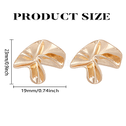 亜鉛合金スタッドピアス1組  花を折る  ゴールドカラー  23x19mm&nbsp;EJEW-LP0009-09G