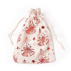 綿と麻のパウチ  巾着袋  キャンディラッパーギフトクリスマスパーティー用品  長方形  クリスマステーマの模様  18x13x0.5cm&nbsp;ABAG-CJC0001-01B