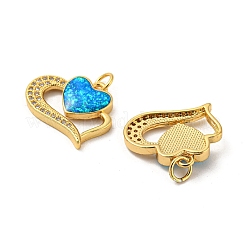 Valentine's Day Brass Micro Pave Cubic Zirconia with Synthetic Opal Pendants&nbsp;KK-D096-02A-G