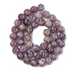 天然レピドライト/パープルマイカストーンビーズ連売り  ラウンド  12mm  穴：1mm  約31個/連  14.96''（38センチメートル）&nbsp;G-B133-A01-12MM