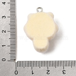 不透明樹脂のペンダント  シャム猫のチャーム  プラチナアイアンループ付き  ベージュ  29x22x12mm  穴：2mm&nbsp;RE-CBAD0A2-14P