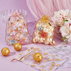 80Pcs 4 Colors Heart Printed Organza Bags&nbsp;OP-BBC0001-50A