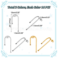 16 Pairs 2 Colors 304 Stainless Steel Arch Stud Earring Findings&nbsp;STAS-UN0047-91