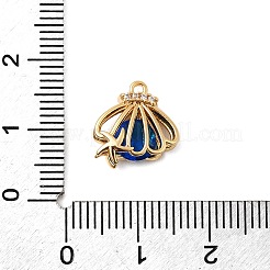 真鍮製ガラスチャーム  貝殻とヒトデの形をしたチャーム  ニッケルフリー  18KGP本金メッキ  13x12x4.5mm  穴：1mm&nbsp;KK-F916-30G
