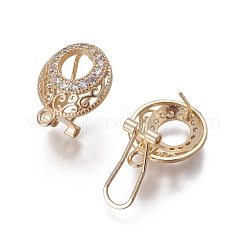 Brass Micro Pave Cubic Zirconia Stud Earring Findings&nbsp;KK-O121-21G