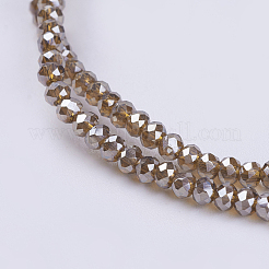 電気メッキガラスビーズセット  フルメッキ  多面カット  ロンデル  ブラウン  3x2~2.5mm  穴：0.8~1mm  約135~140個/連  11.81~13.38インチ（30~34cm）&nbsp;GLAA-F078-FP05