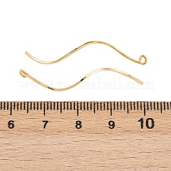 真鍮製のピアスパーツ  カン付き  長持ちメッキ  ニッケルフリー  波線  18KGP本金メッキ  37.5x7x1mm  穴：1.6mm&nbsp;KK-A274-17F-G