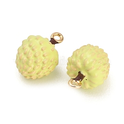 合金エナメルチャーム  3d シュガーアップルチャーム  ゴールドカラー  シャンパンイエロー  17.5x11.5x11mm  穴：1.4mm&nbsp;AL-CBAC5EF-05G-02