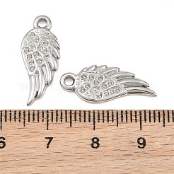 304ステンレススチールペンダントラインストーンセッティング  翼のチャーム  ステンレス鋼色  21x8x1.8mm  穴：1.8mm  0.7mmのラインストーンに適する&nbsp;SA-CBA1839-07P