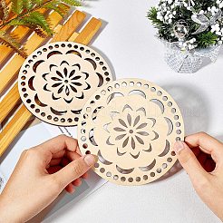 木製バスケットボトムス  かぎ針編みのバスケットベース  かご細工用品や室内装飾工芸品用  バリーウッド  140x5mm&nbsp;DIY-WH0167-27B