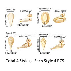 16Pcs 4 Style 304 Stainless Steel Stud Earring Findings&nbsp;STAS-AR0001-40